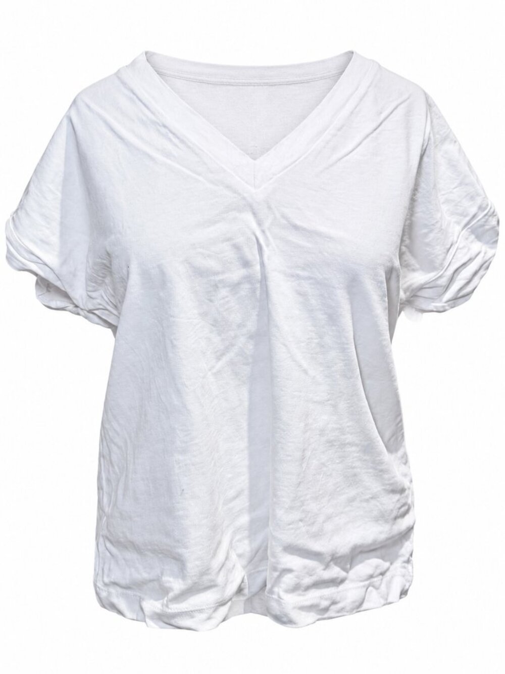 Zara White Cotton V Neck Tee S